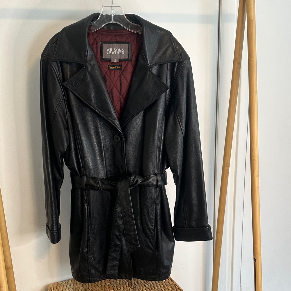 Wilsons Leather Black Trench Coat‎ for Women